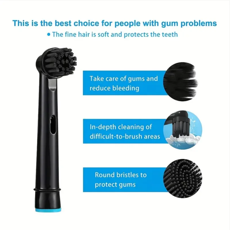 Bamboo-Charcoal Infused Bristles Generic Electric Toothbrush Replacement Heads For Oral B Black Replacement Brush Head For OralB