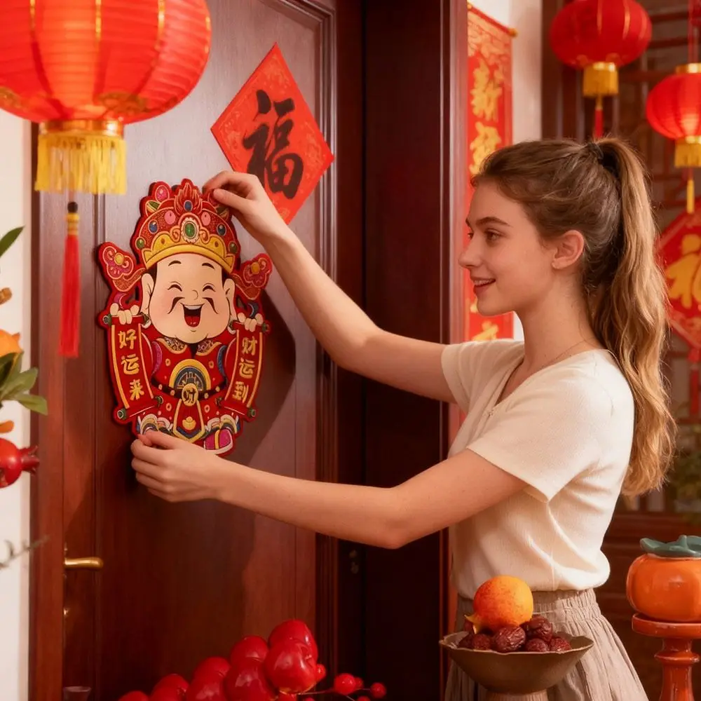 2026 السنة الصينية الجديدة ديكور الأحمر محظوظ ملصقات الباب الباب الديكور Lintel ملصق نافذة يتمسك لمهرجان الربيع التقليدي