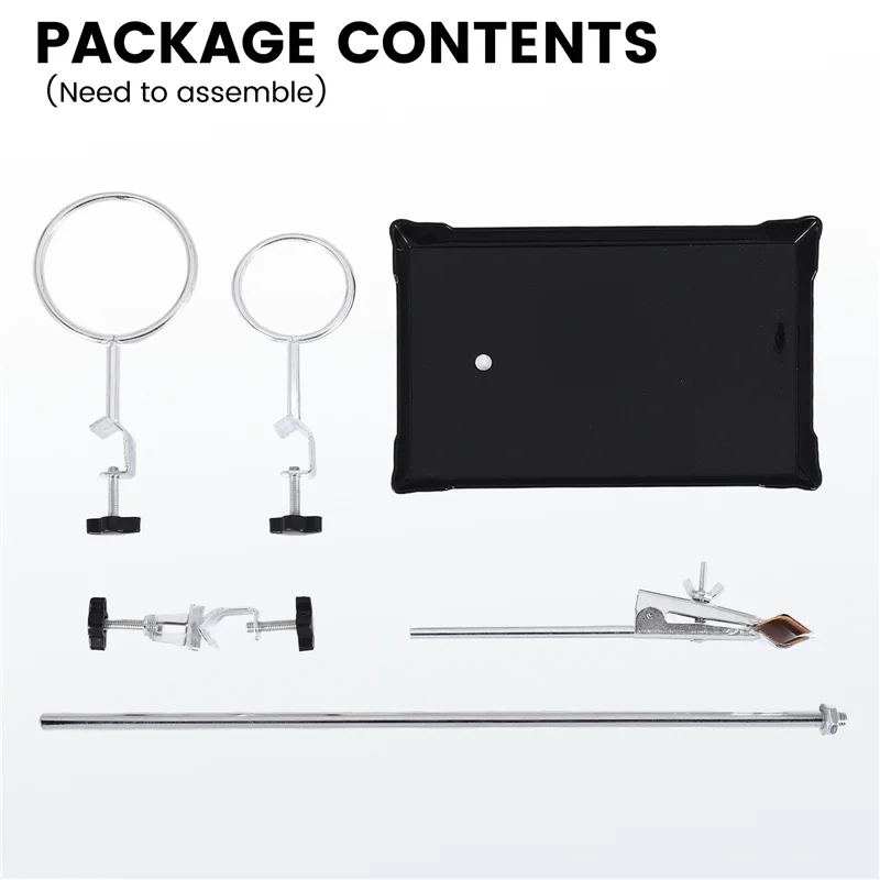A42Z-Laboratory Grade Metalware Support Stand, Cork Lined Burette Clamp With 2 Retort Ring (2Inch,3Inch Dia)