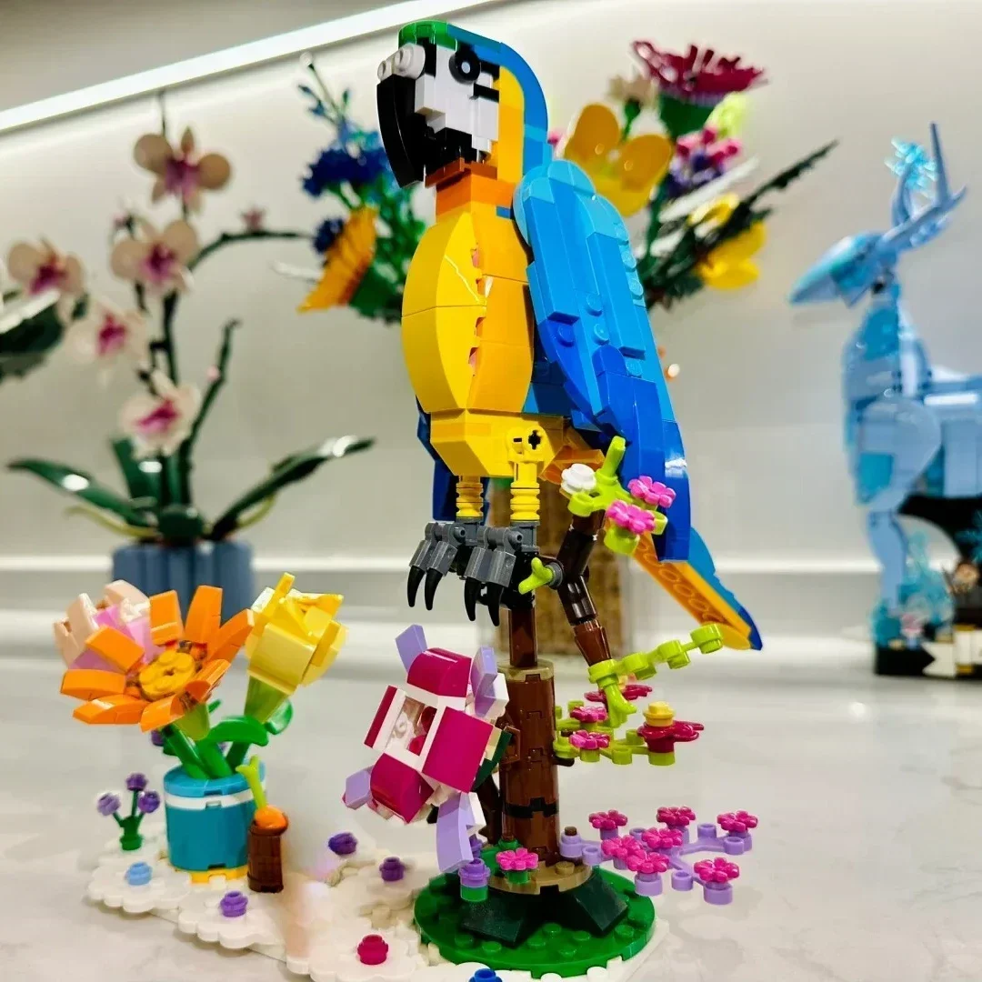 الببغاء الحيوان 3 في 1 الضفدع الأسماك 31136 مجموعات اللبنات متوافقة مع جزيئات Legoed مناسبة لهدايا عيد الميلاد 253 قطعة #3