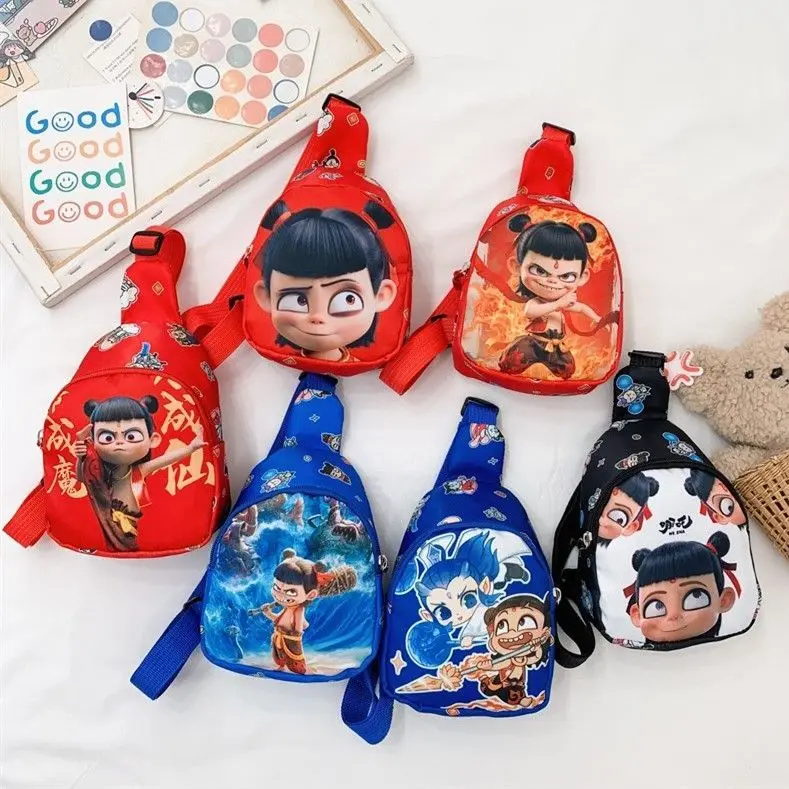 

Nezha Aobing мультфильм аниме периферийные устройства милый детский рюкзак высокого качества модная прогулка Носите вас с грудью через плечо
