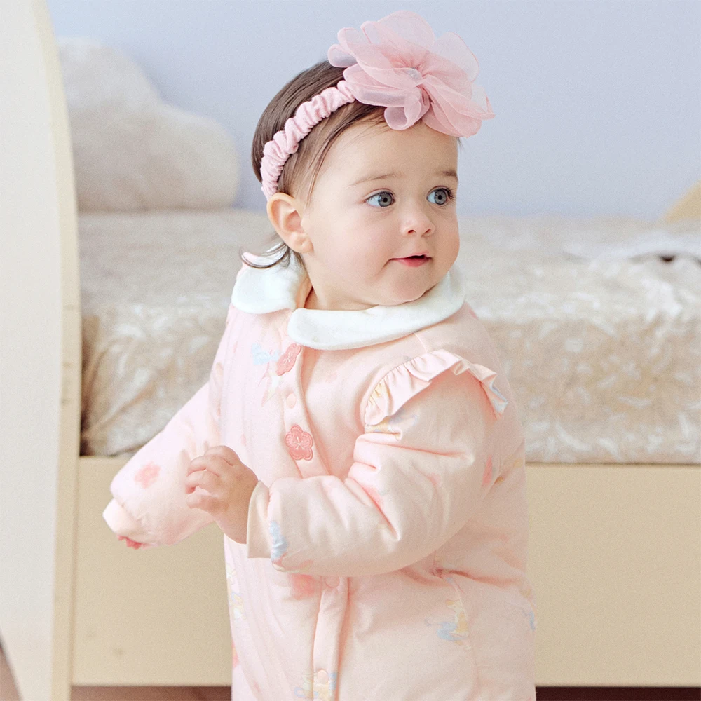 Dave Bella Baby Jumpsuit Autumn Winter Newborn Creeper Warm Thick Girls Cartoon Cute Romper Outerwear Children Clothes DB4254517