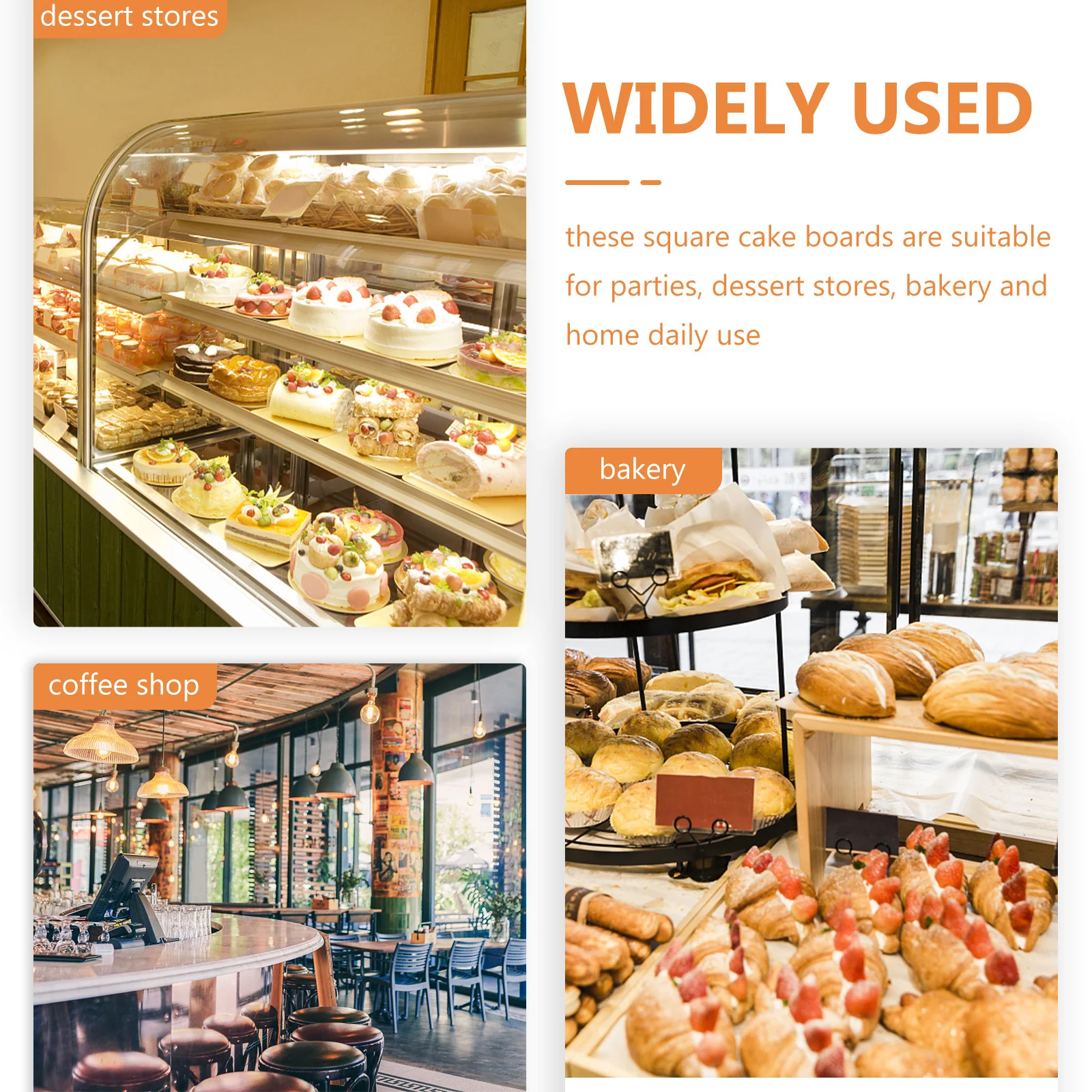 

4pcs Square Cake Boards 8 Inch Heavy Duty Disposable Cake Base For Birthday Mousse Cakes Baking Supply Display Holder