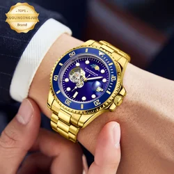 Luolingongjue Green Water Ghost Men's Watch Mechanical Watch Fully Automatic Waterproof Luminous Hollow 24-Hour Calendar Moon Phase Rolex Blue Gold Top Brand Luxury Original Watch