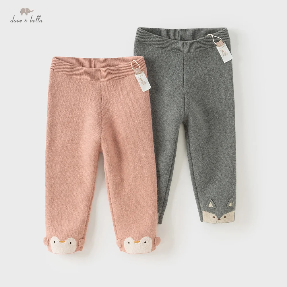 Dave Bella Children Leggings Autumn Winter Girls' Velvet Thick Trousers Casual Cute Elastic Outdoor Cotton Tight Pants DB4254943