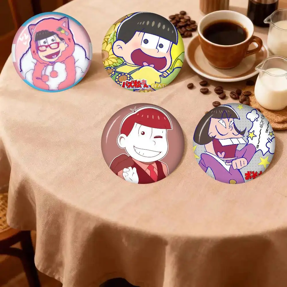 Anime Mr Osomatsu  Cartoon Brooches Anime Badge Round Handmade Brooch Lapel Pins Jewelry For Backpack Clothes Gifts