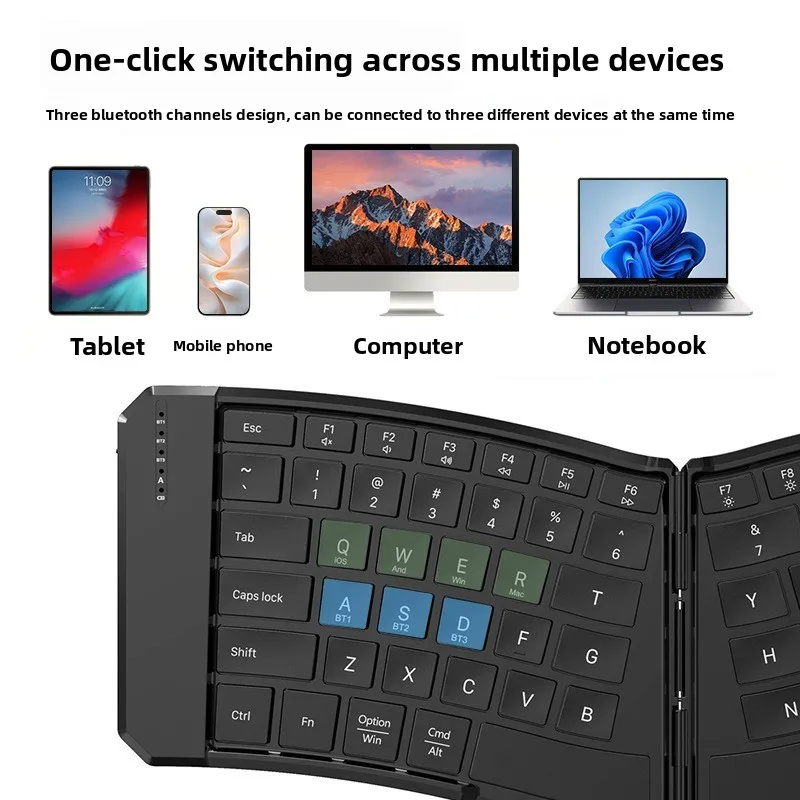 

Ergonomics Keyboard Split Bluetooth Foldable Keyboard Portable Travel Folding Keyboard for iPhone, iPad, Tablet, Laptop