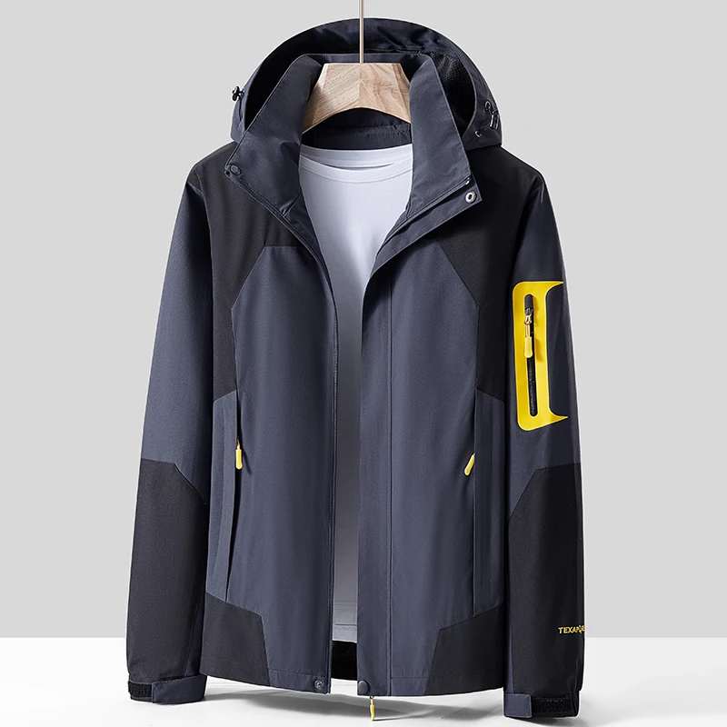 Autumn Color Block Jacket Korean Fashion Design Multi-pocket Windproof Breathable Sport Hooded Coat Outdoor Travel Lovers Outfit