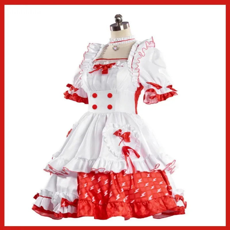 

asdh8@Anime Game Arknights Goldenglow Cosplay Costume Flower House Tea Party Red and White Lolita Woman Sexy Lovely Christmas Su