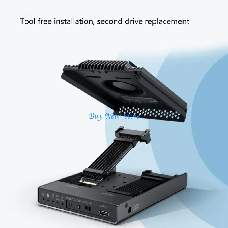 

20ce M.2 NVME SSD Корпус корпуса Double Bay SDD с охлаждающим вентилятором USB3,2 м.2 SSD 10 Гбит / с для 2230 2242 2260 2280