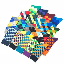 5 Pairs Novelty Men's Cotton Socks Colorful Pattern Funny Fashion Happy Crew Dress Socks Male Tide Brand Men Cotton Socks