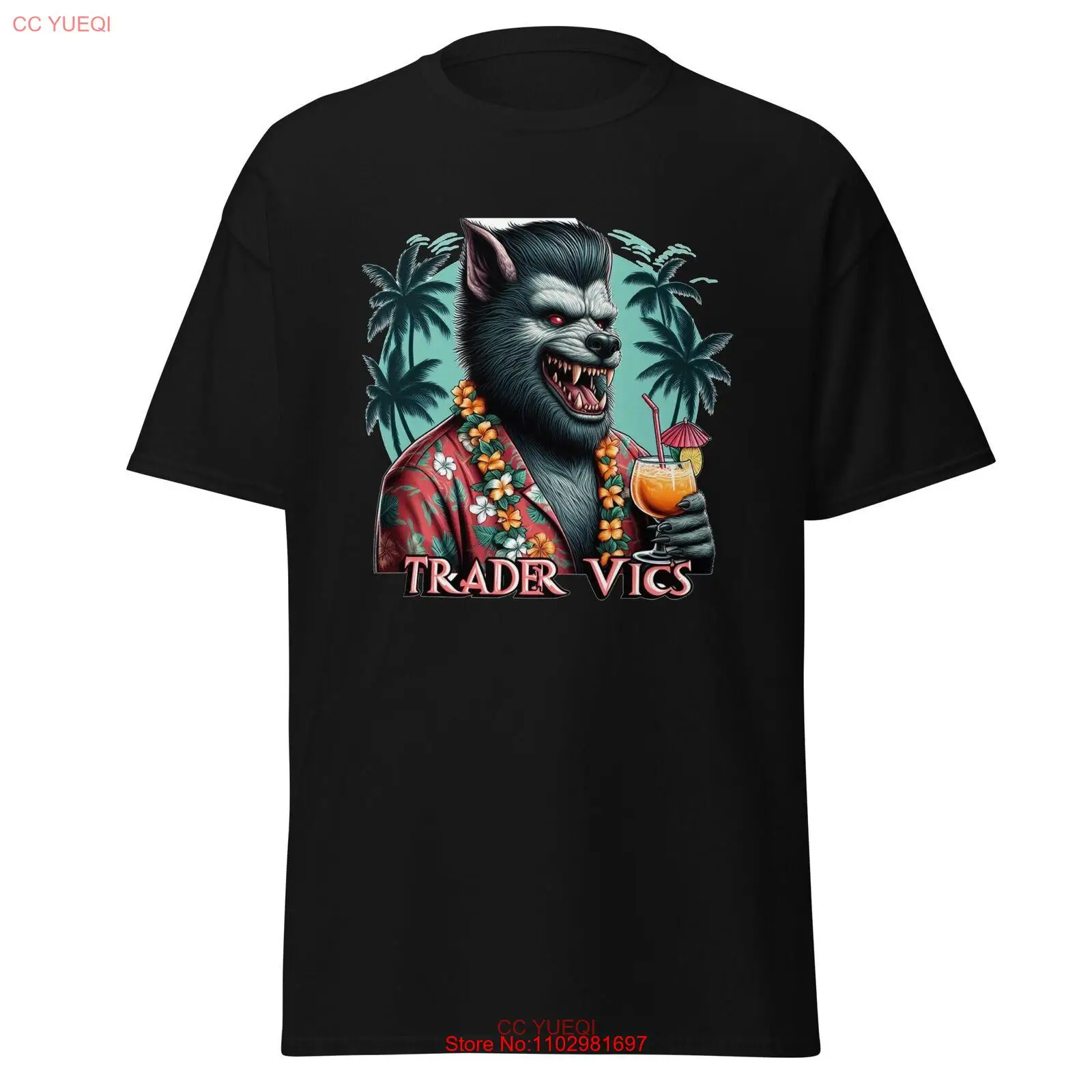 Tropical Howl: Werewolf Sips Pina Colada At Trader Vic'S T-Shirt Size S-5XL