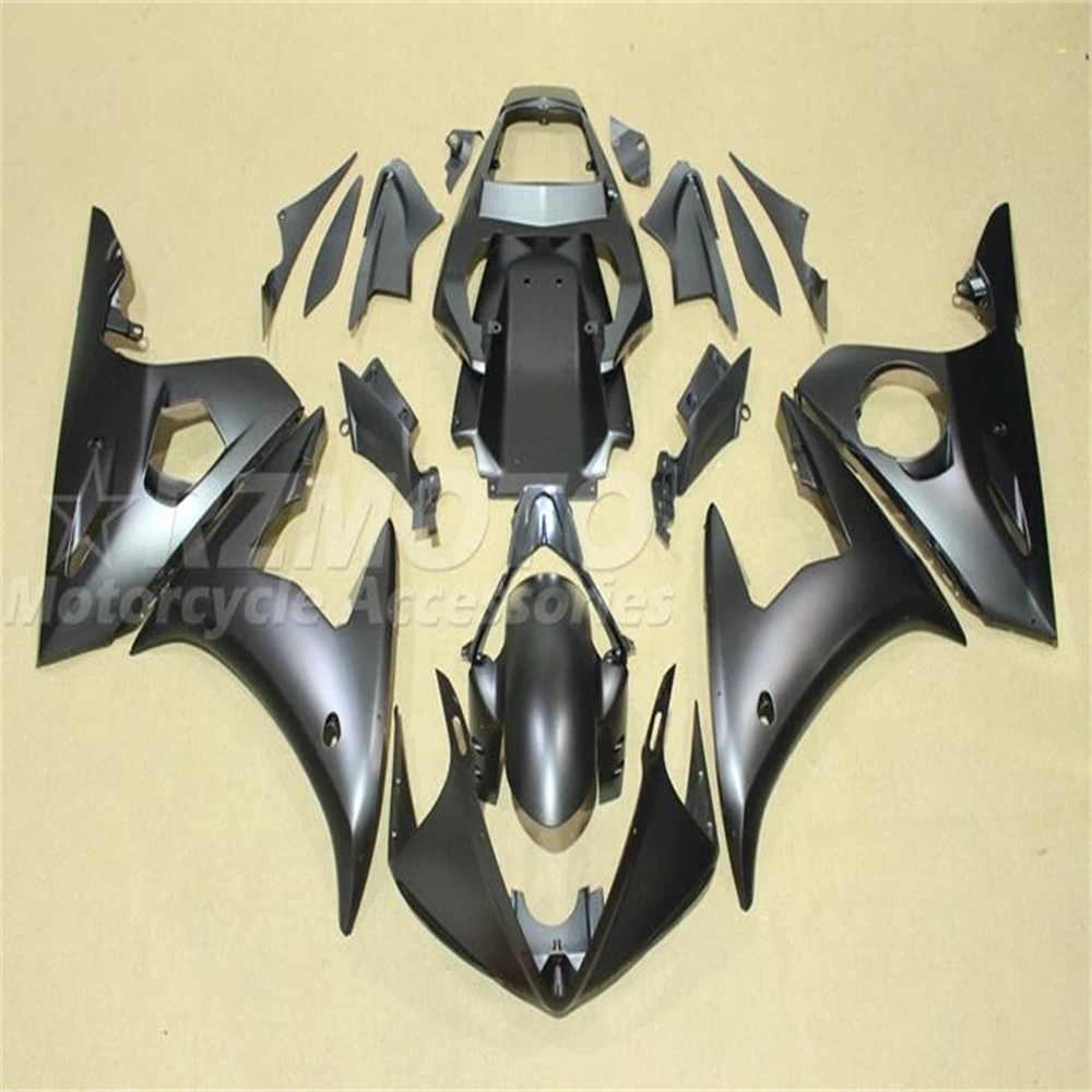 4Gifts New ABS Whole Fairings Kit Fit for YAMAHA YZF- R6 03 04 05 R6s 2003 2004 2005 Bodywork Set Matte Black