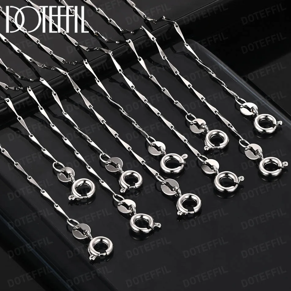 

DOTEFFIL Blade Chain 925 Sterling Silver 1/5/10pcs/Lot 18 Inch Basic Necklace For Woman Man Fashion Jewelry
