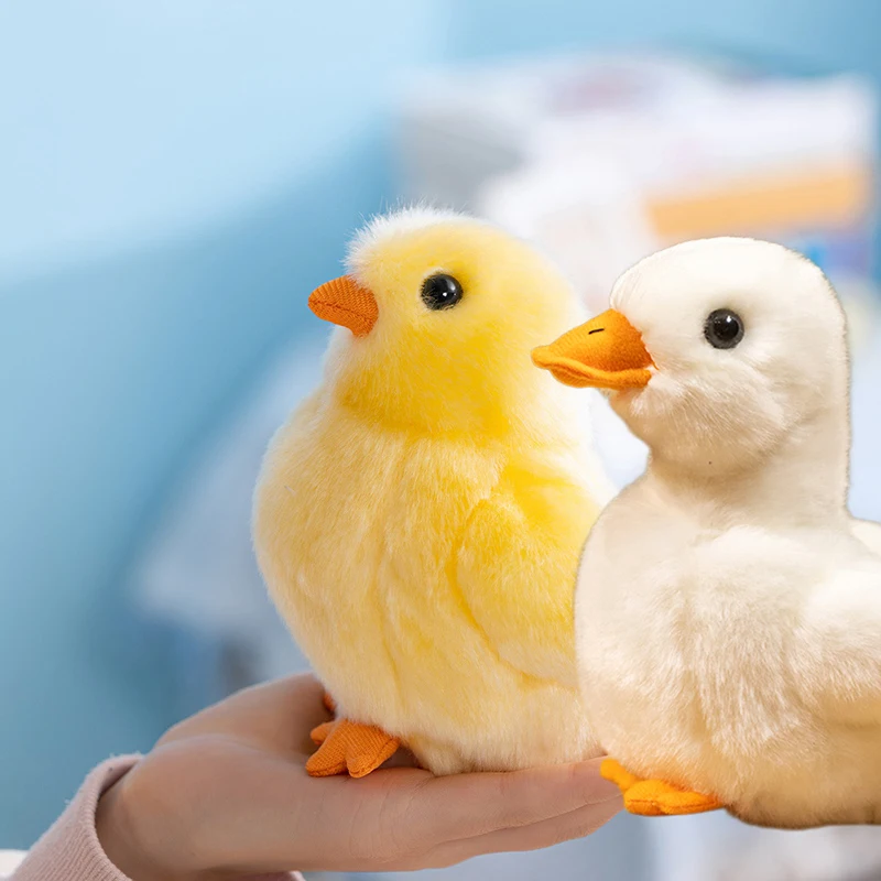 Cute Realistic Plush Toy Baby Animal Mini Chick Duckling Stuffed Toys Kawaii Yellow Chicken White Duck Plushies Home Decor