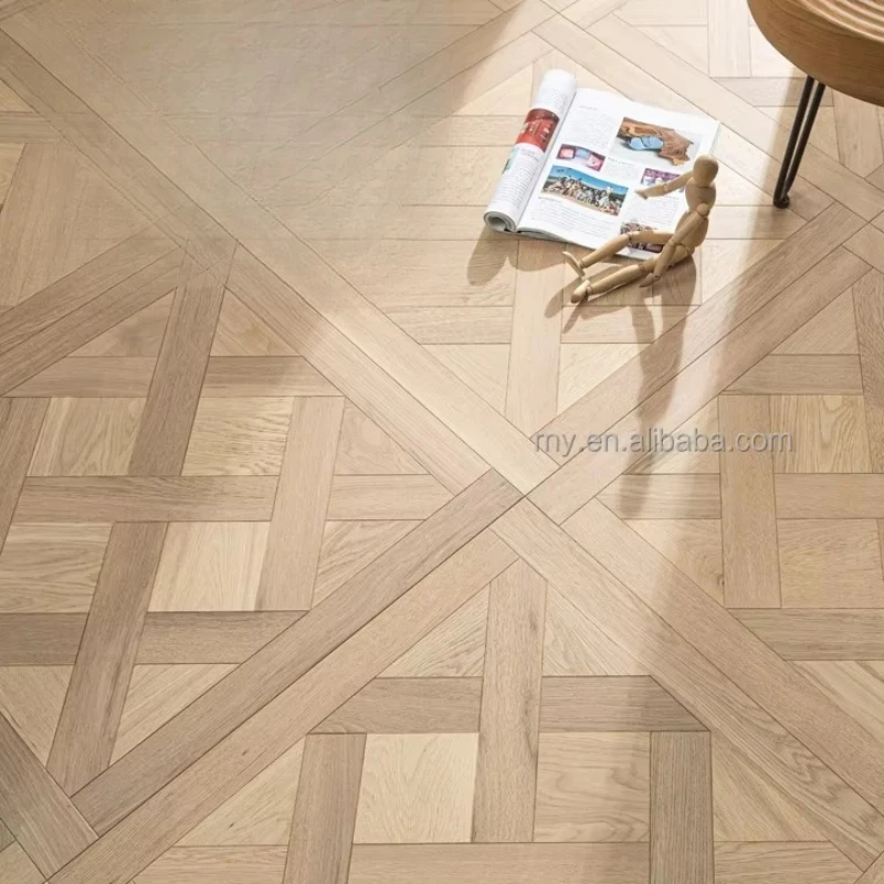 نسخة مخصصة كبيرة الحجم 1000x1000 مللي متر أرضية من خشب البلوط الأبيض لغرفة المعيشة