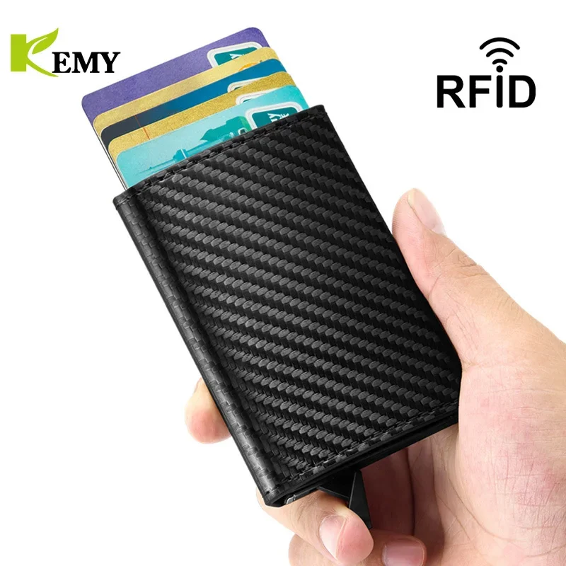 Carbon Fiber RFID ID Card Holder Bank Credit Card Gift Box Multi Slot Slim Card Case