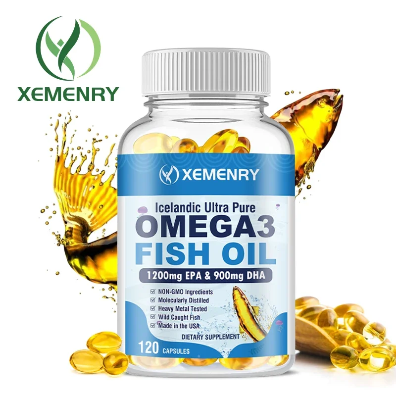 Omega 3 Fish Oil | High EPA 1200MG + DHA 900mg Triple Strength Capsules | Helps with Joints Skin Immune Support Nutraceutical