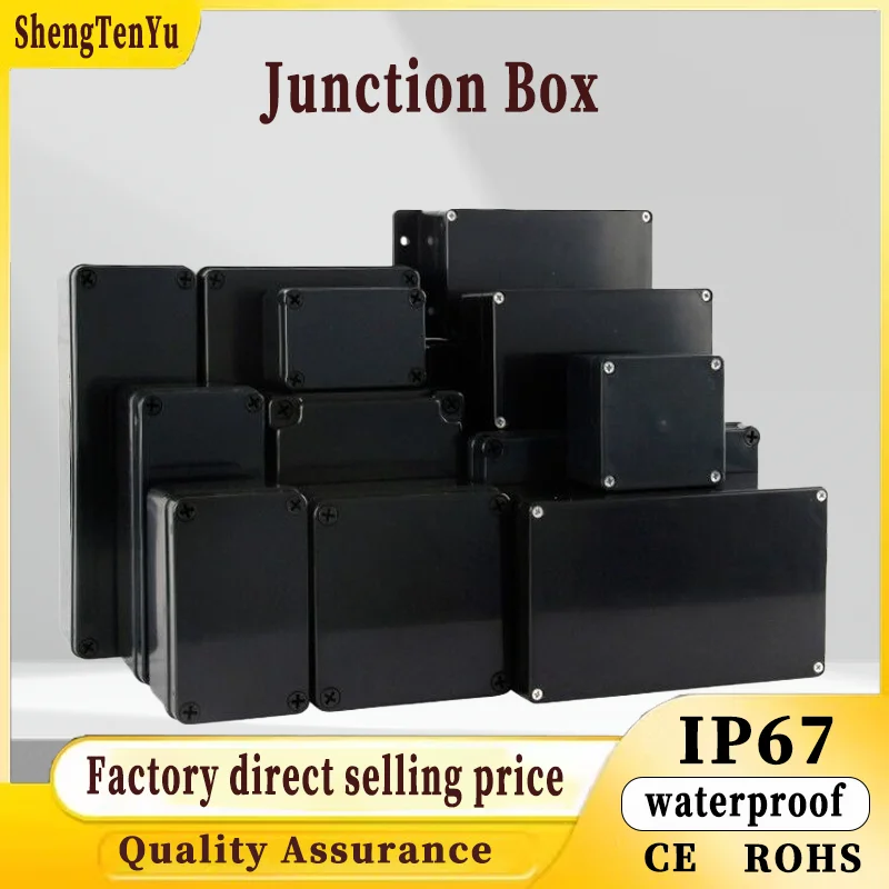 

IP67 Waterproof Dustproof Black Flame Retardant Junction Box ABS Plastic Outdoor Universal Electric Project Enclosure Project