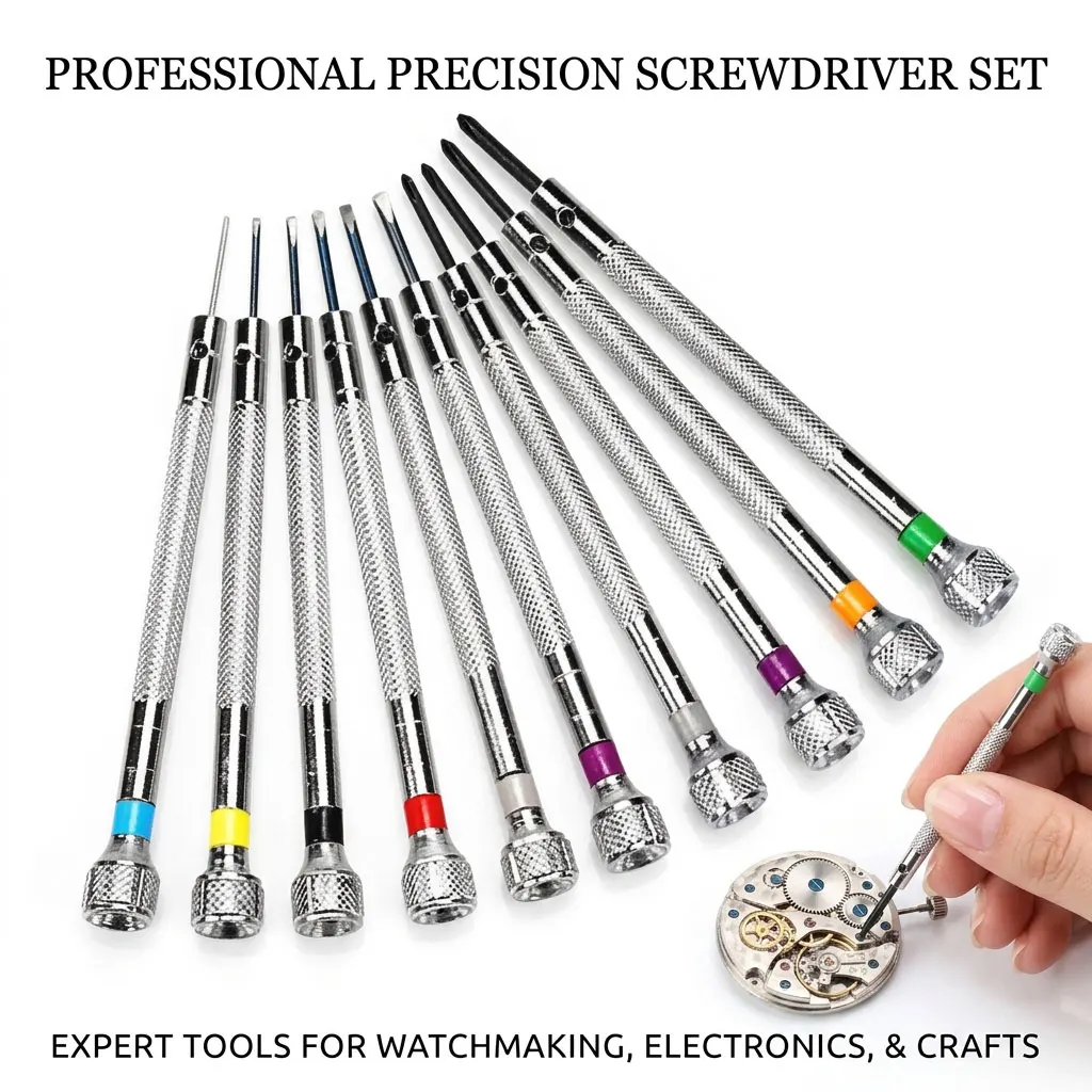 10 Sizes Precision Watch Screwdriver Set 0.8mm-2.0mm Slotted Phillips Screw Driver Portable Watchmaker Watches Glasses Repairs