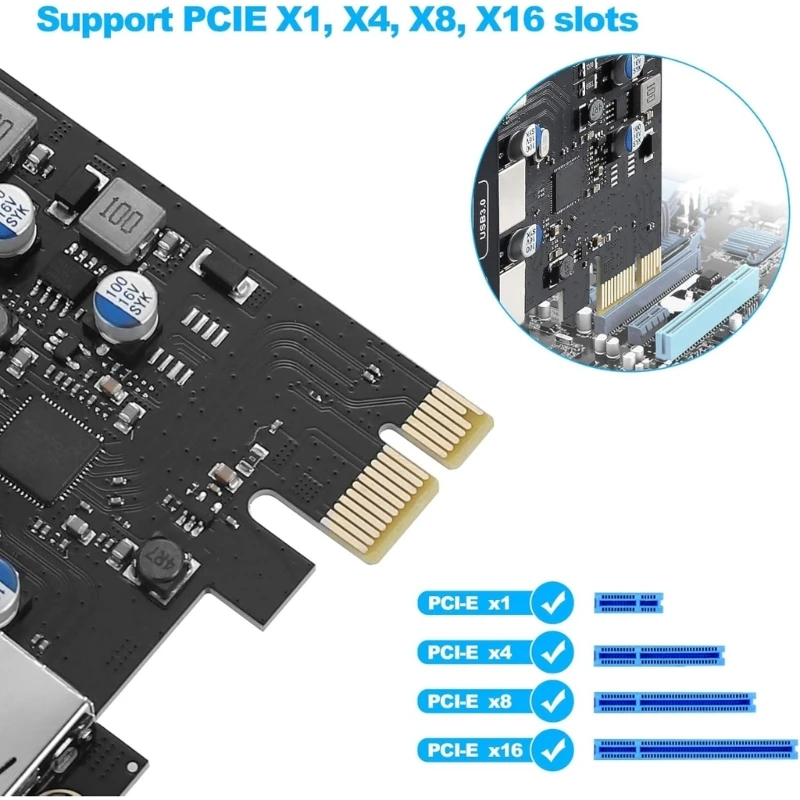 3 Port USB PCIe Expansion Card, 18W Power Delivery Expands PC Connection Enhances Performances