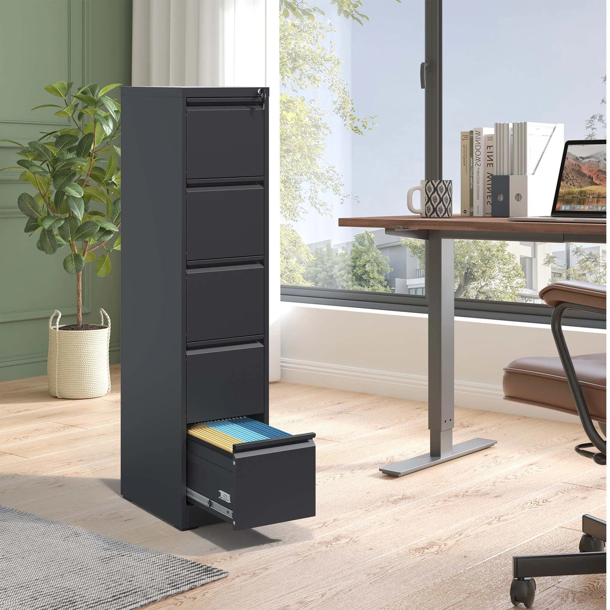 #Free Shipping 5-Drawer Metal Vertical File Cabinet Modern Design Office Home Steel A4 Legal/Letter Size with