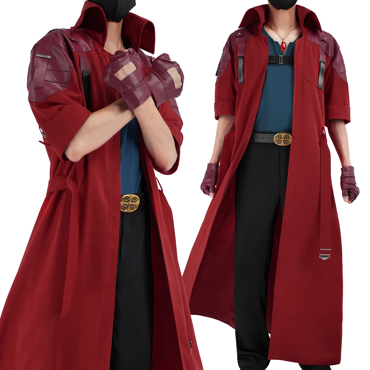 

HOLOUN Dante Cosplay Costume Devil Game Convention Halloween Christmas Faux Leather Coat T-shirt Pants Belt Gloves Unisex
