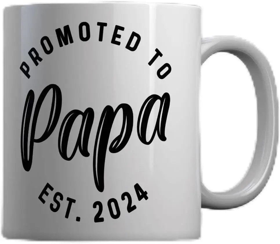 Crazy Dog T-Shirts Promoted To Papa 2024 Mug Funny New Baby Family Graphic Coffee Cup-11oz