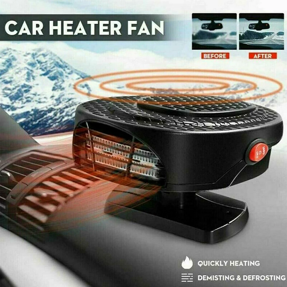 Fan Car Heating Thermal Switch Large Air Outlets Statu New Cool Air Low Noise Swivel Stand Cooler Mode Hot Air