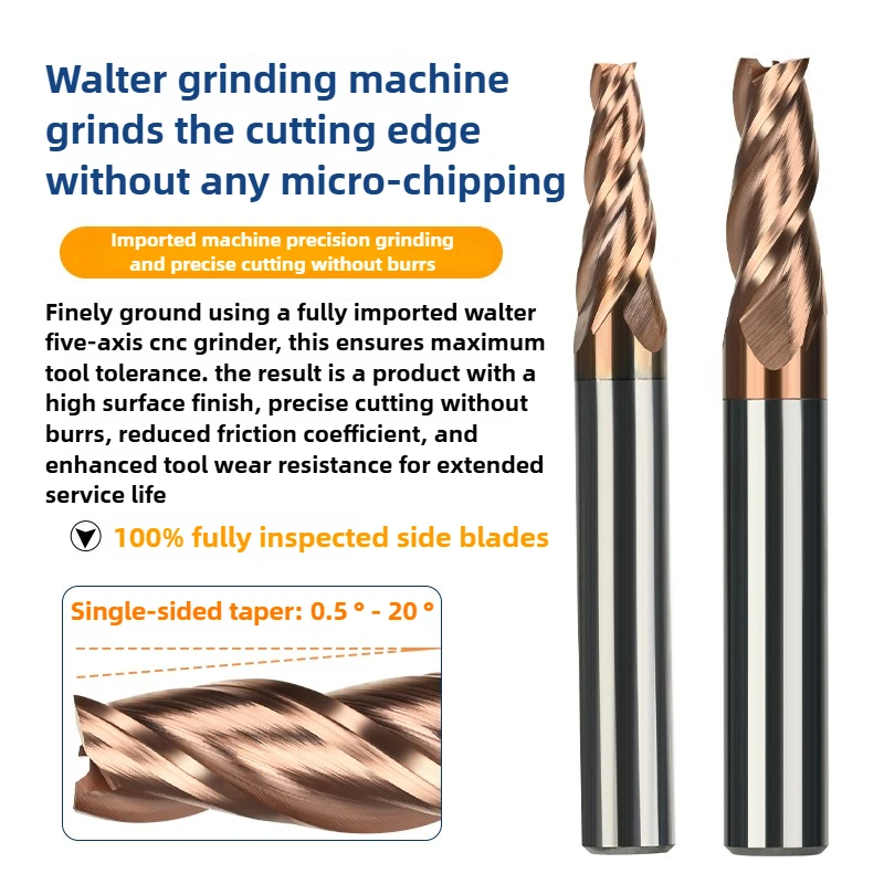 KT CNC Carbide Taper End Mill Angular CNC Machning Cutter Metal Router Bit 0.5 1 1.5 2 3 8 10 15 Degree 1-6 8 12 16 Shank HRC55