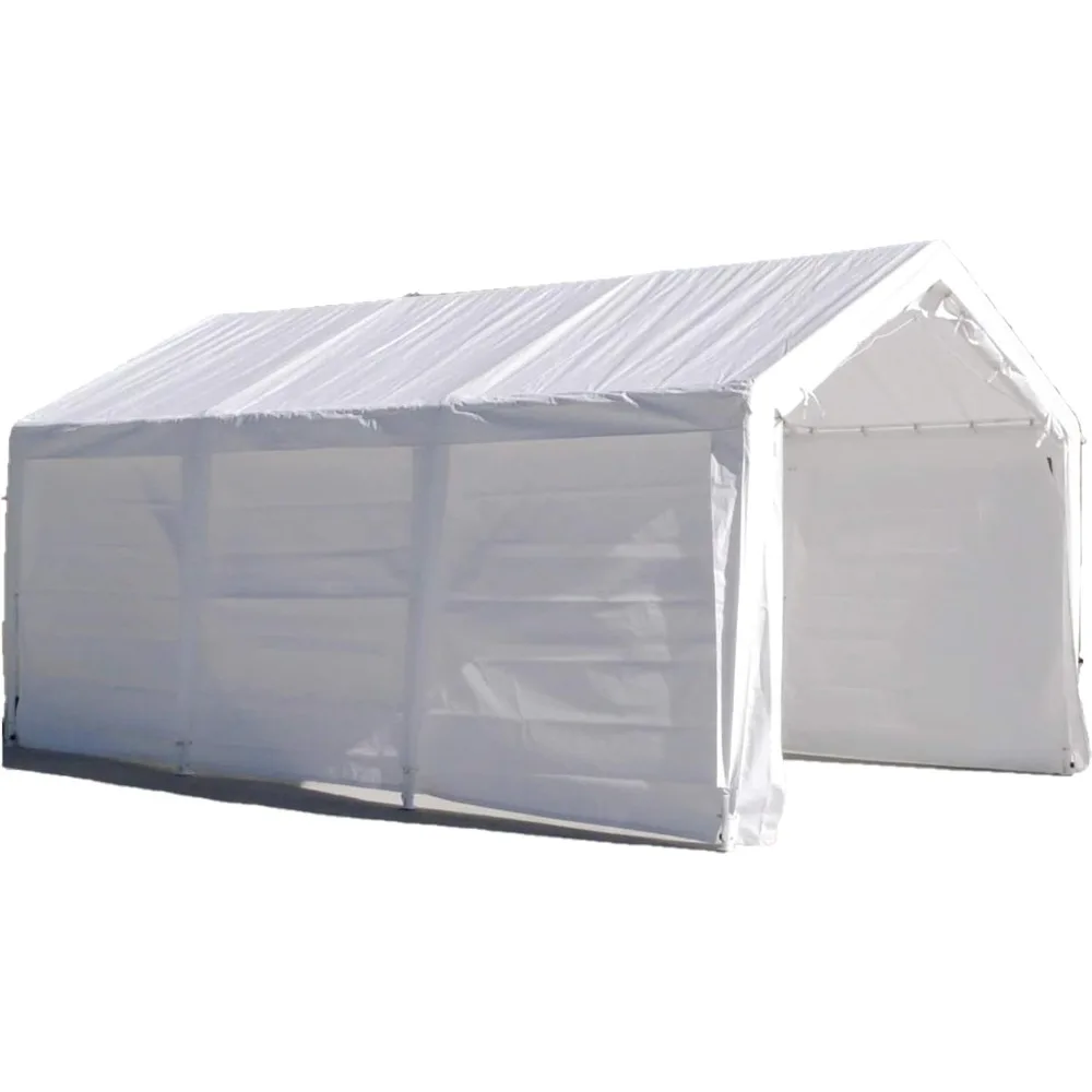 

11' X 20' Portable Carport Garage, All Season Fully Enclosed Canopy With Window Sidewalls, Outdoor Party Tent
