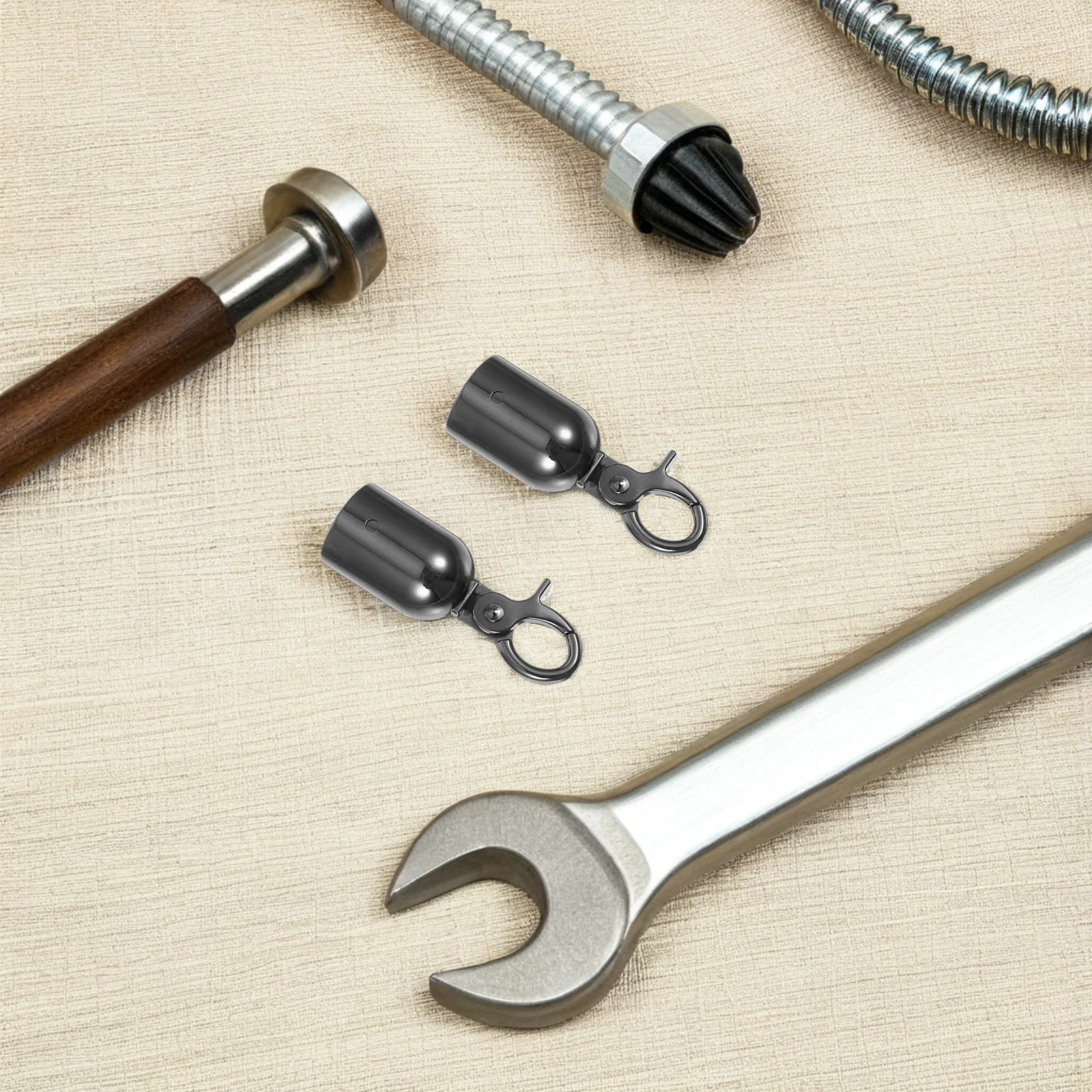 

4Pcs Heavy Duty Rope End Caps 28Mm Zinc Alloy Snap Hook Stopper for Cord Barriers Metal Connector for Railings Outdoor Indoor