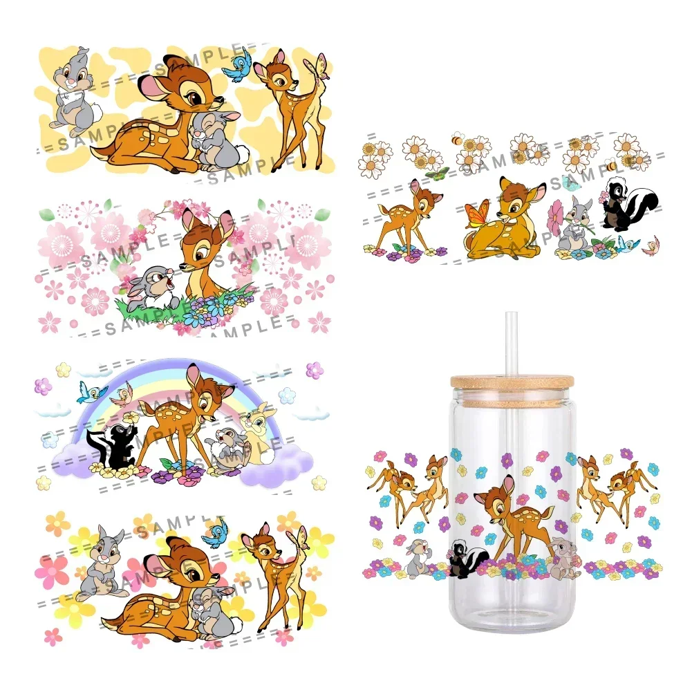 11x24cm Cartoon Bambi Disney UV DTF Sticker For 16oz Glass Cup Wrap Stickers