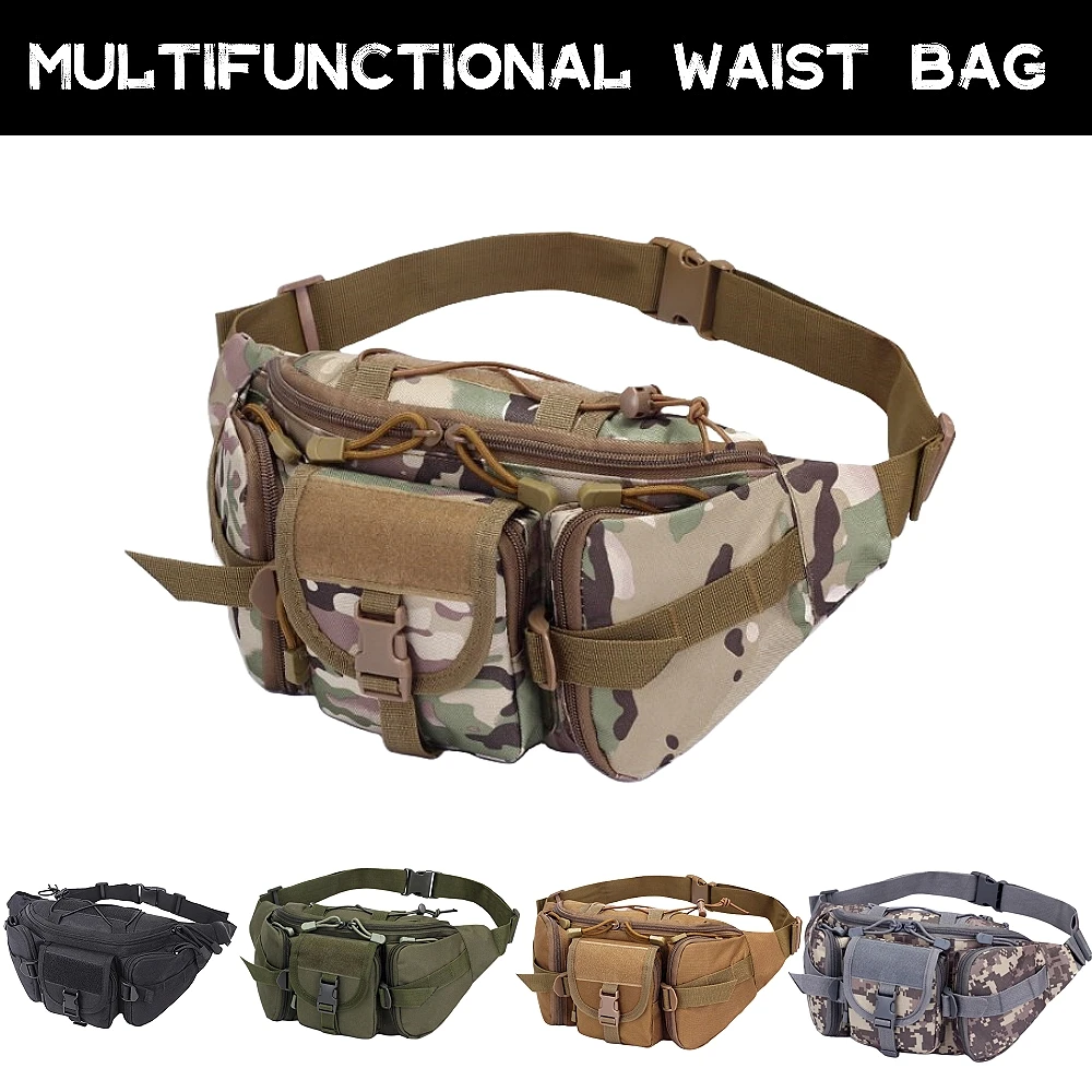 

Военные тактические портативные поясные сумки, вместительные повседневные сумки унисекс для рыбалки и охоты, многофункциональные уличные сумки для скалолазания