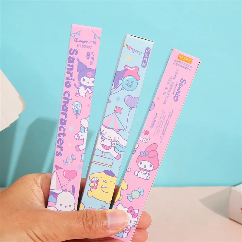 24pcs/lot Sanrio Melody Cinnamoroll Cat Erasable Gel Pen Cute 0.5mm Blue Ink Neutral Pens Promotional Gift Office School Supply