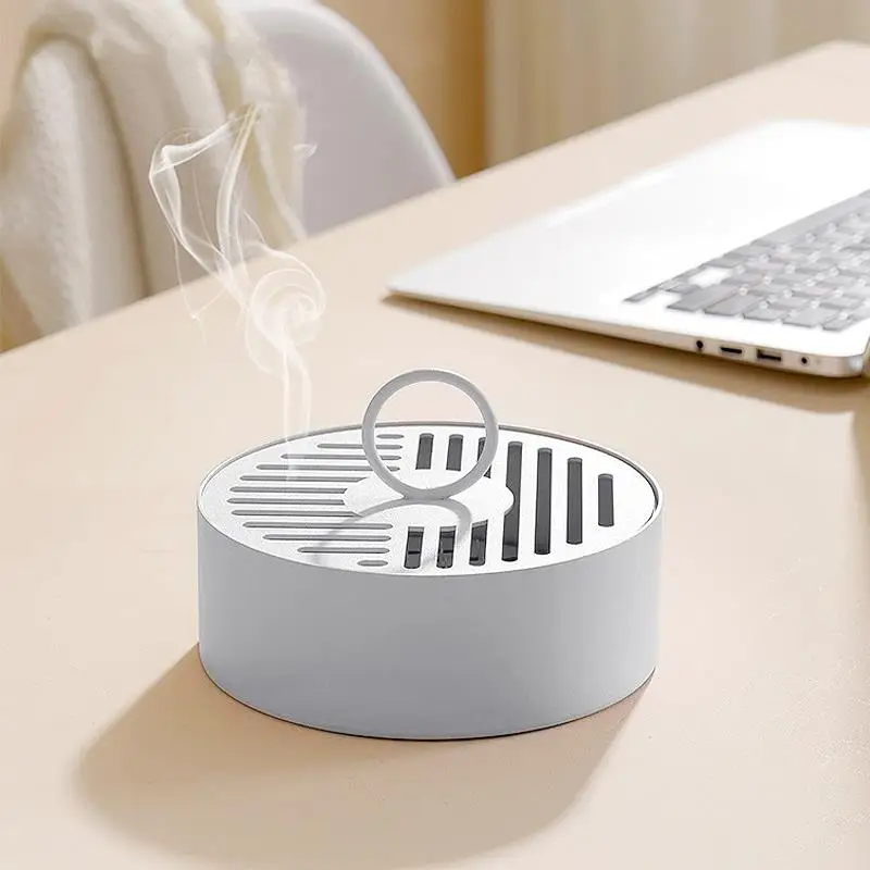 Safe Iron Art Mosquito Coil Tray with Lid for Outdoor Camping Creative Ashtray Holder Home Use Heat Resistant Storage Box