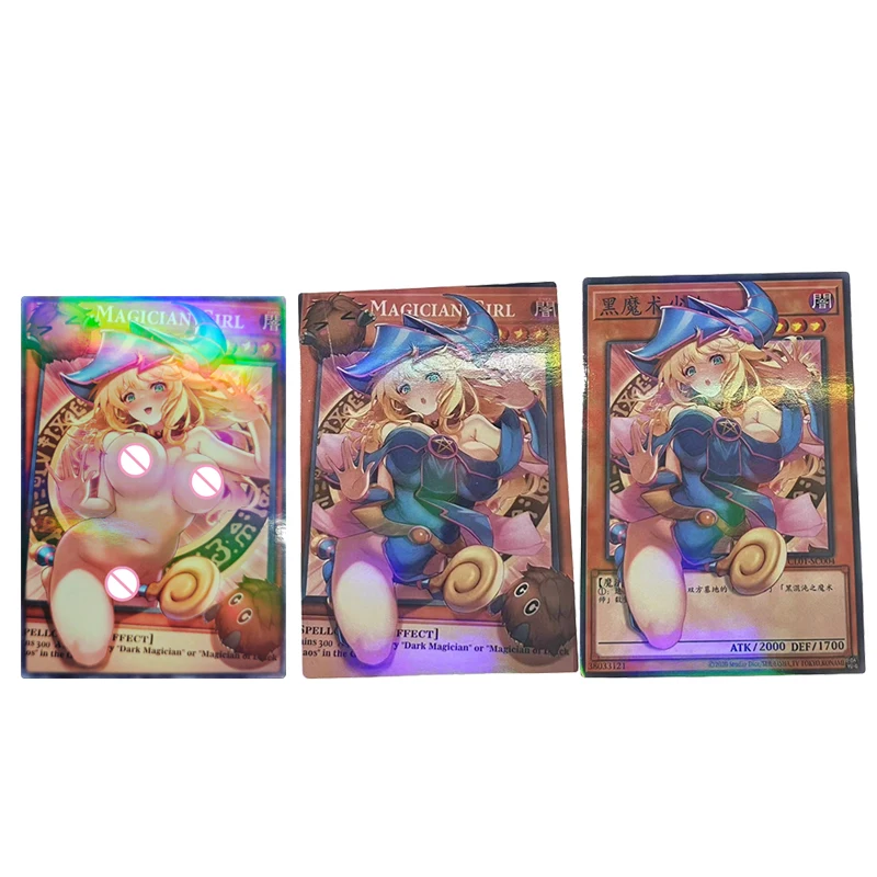 

Yu-Gi-Oh DIY Black Magician Girl Anime Boy Collectible Card Board Game Battle Toy Refractive Rainbow Glitter collectible cards