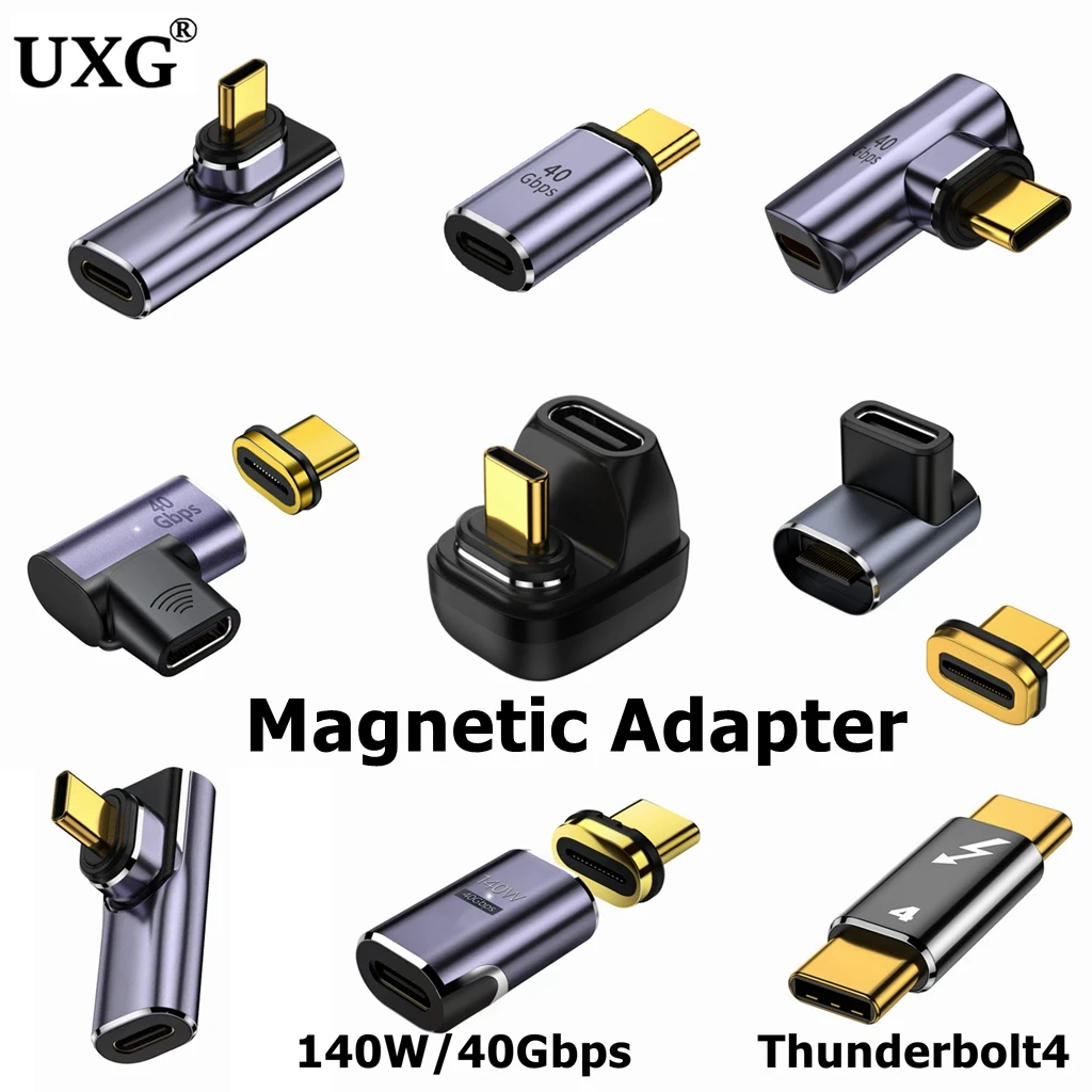 1pcs Thunderbolt4 3 Elbow USB4 40Gbps Magnetic Male To Female USBC To Type C 100W Fast Charging Magnet Converter 8K 60Hz Adapter