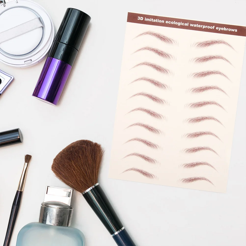 4 أوراق مقاومة للماء ثلاثية الأبعاد على شكل شعر ملصقات حواجب طبيعية مؤقتة لنقل الحواجب مقاومة للعرق طويلة- #3