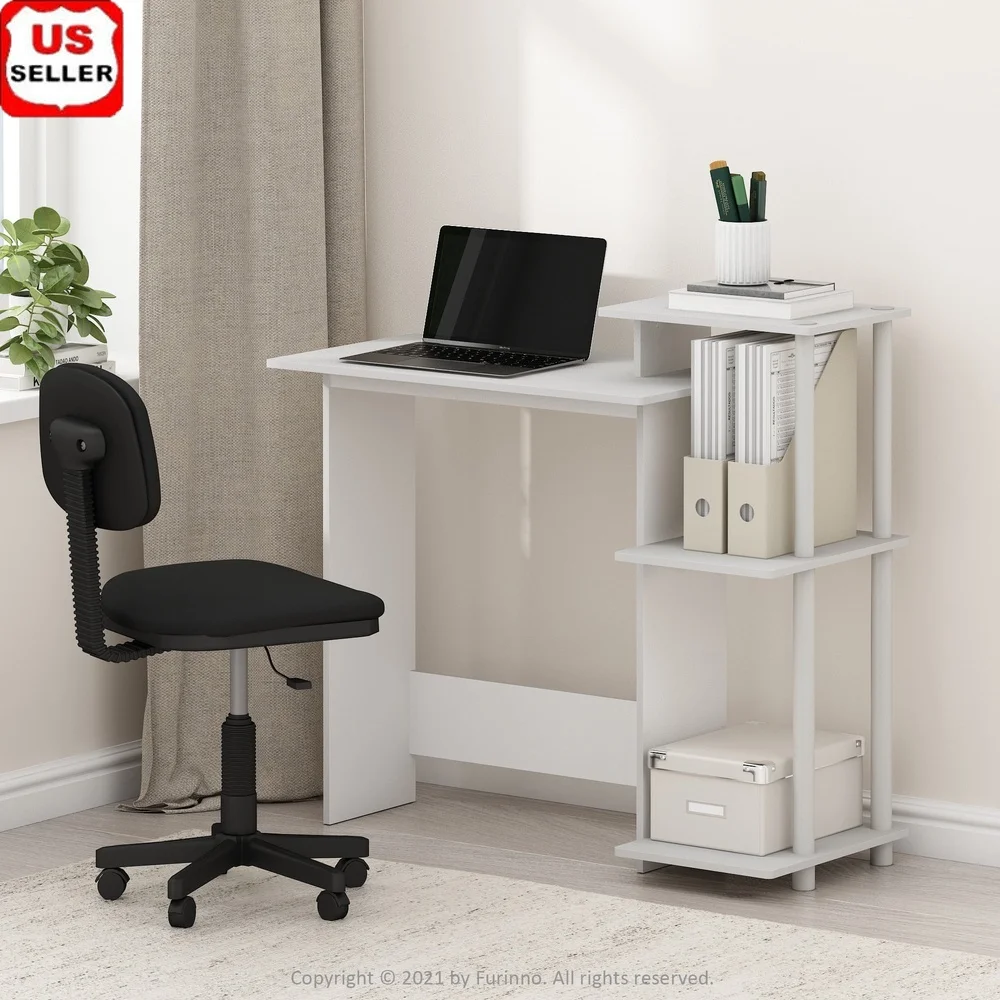 

Compact Computer Desk with Vertical Storage Shelves Efficient Design Home Office Minimalist Style Easy Assembly Durable Material