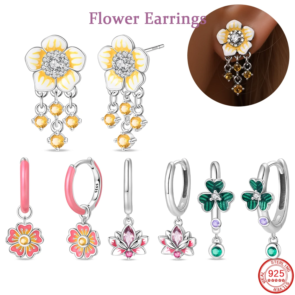 ensemble de boucles d'oreilles et collier en forme de fleur de Lotus pour femme, en argent Sterling 925 bijoux fins cadeau d'ann