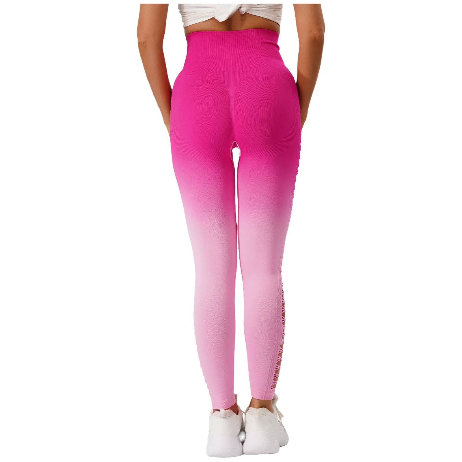 النساء عالية الخصر الجانب جوفاء التدريجي تصميم اليوغا بيلاتيس الرياضة طماق تشغيل اللياقة البدنية الورك الغنيمة رفع ضيق الرياضة اليوغا السراويل