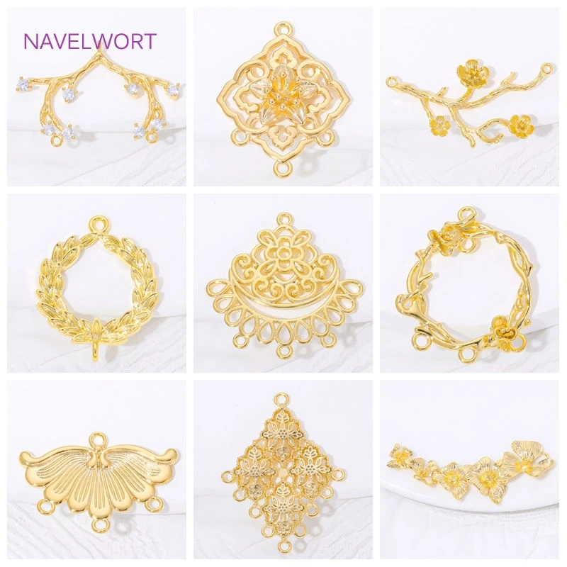 Multi Strand 18K Gold Plated Brass Charms Connectors For Jewelry Making,Connectors For Bracelets,DIY Jewelry Accessories