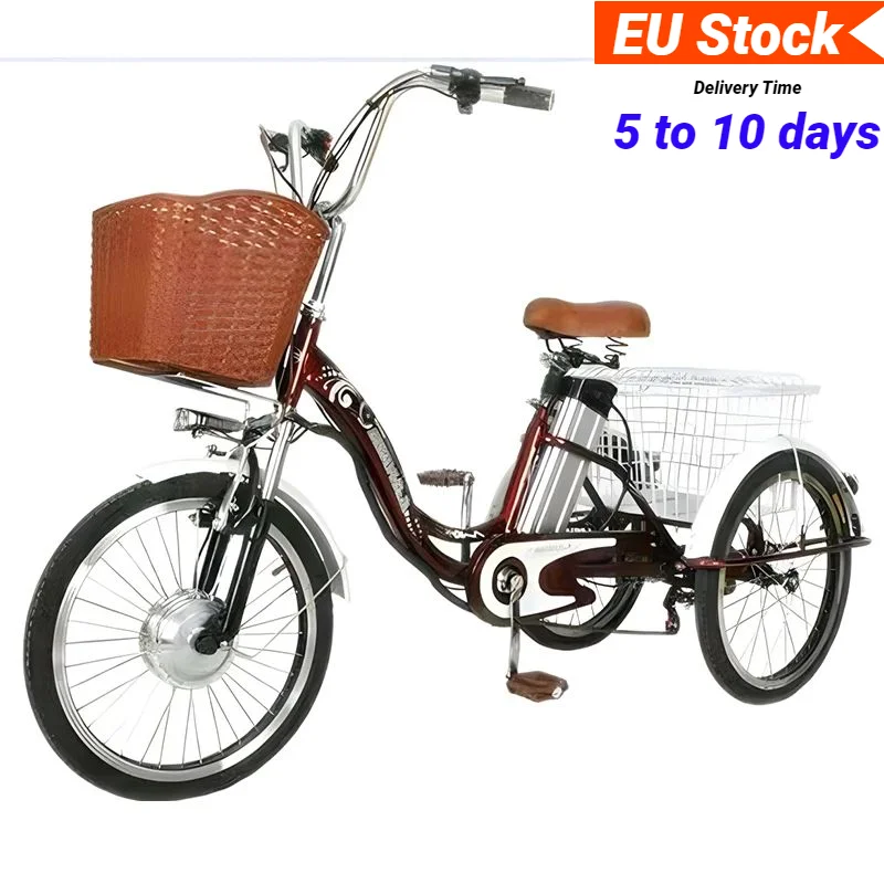 Electric Tricycle For Adults 3 Wheels Removable Lithium Battery 48v 350w Family Electric Bike With Rear Basket