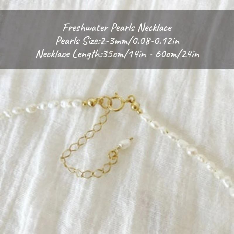 

MYSOYA 2-3mm White Rice-Shaped Baroque Freshwater Pearl Necklace With Gift Box For Her/Him Birthday/Wedding/Christmas Gift