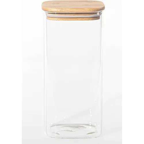 Pounds With Bamboo Lid Borosilicate Glass Jar 1650ML-Transparent