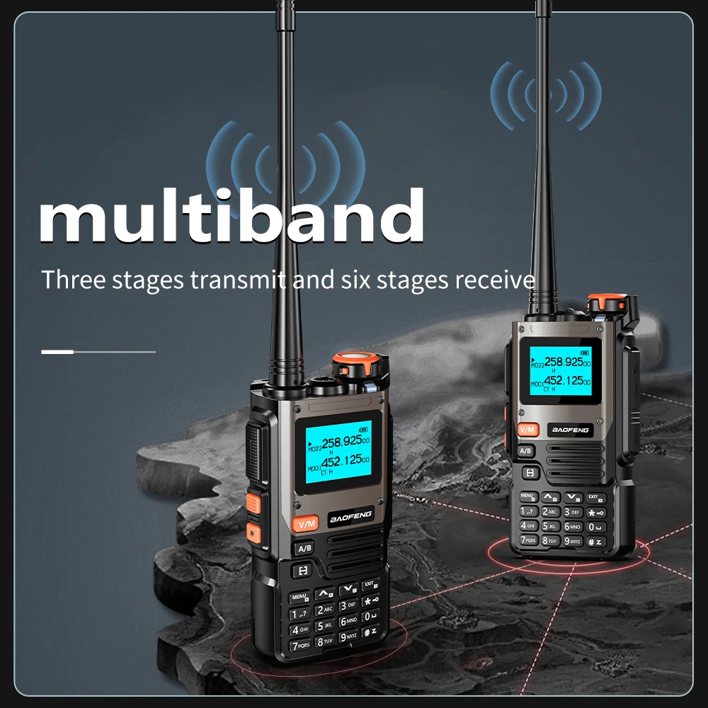 1pc baofeng bf uvk61 am fm ar multi banda de emergência noaa receptores sem fio ruído inteligente cancelar walkie talkie amador