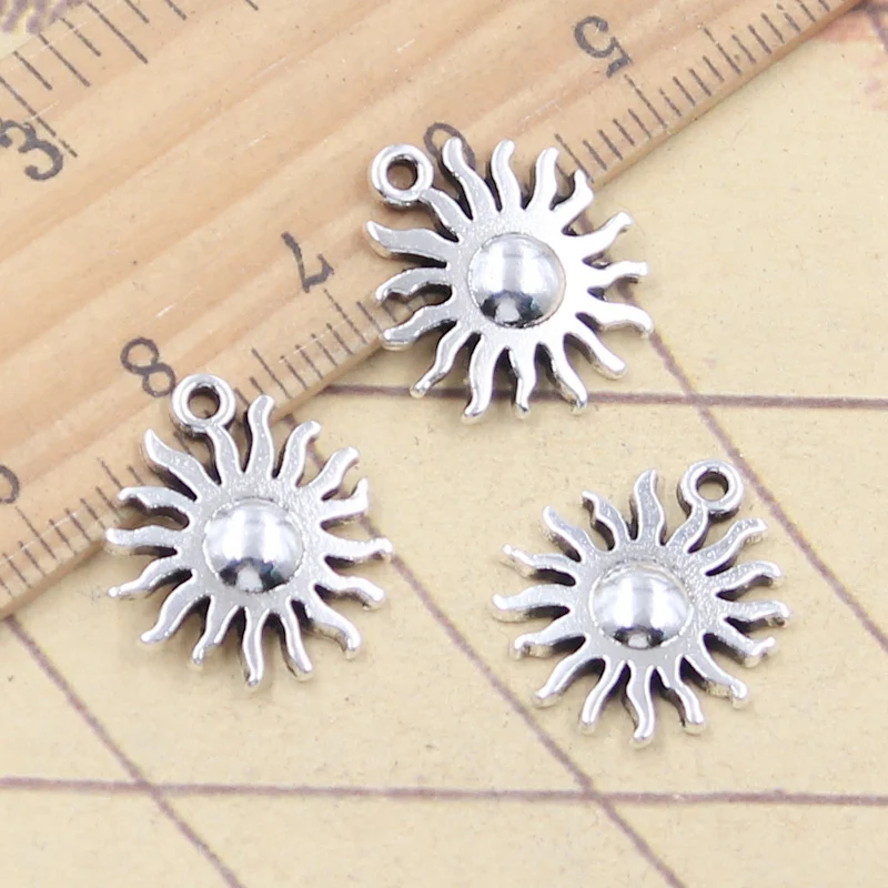 20pcs Charms Sun Sunshine 17x15mm Tibetan Silver Color Pendants Antique Jewelry Making DIY Handmade Craft