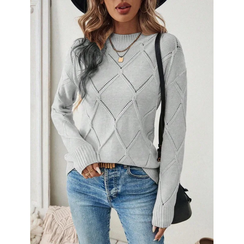 

Diamond Jacquard Sweater Y 70968 Rhombus Pattern Knitwear Ultra Thin Women's Fashion Spring Collection Online And Offline Ava...