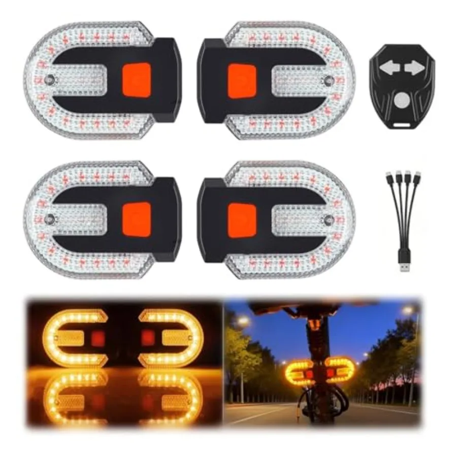 

Bike Tail Lights with Turn Signals, Wireless Remote Control USB Charging Bike Rear Light, Waterproof Split/Integrated Bicycle L